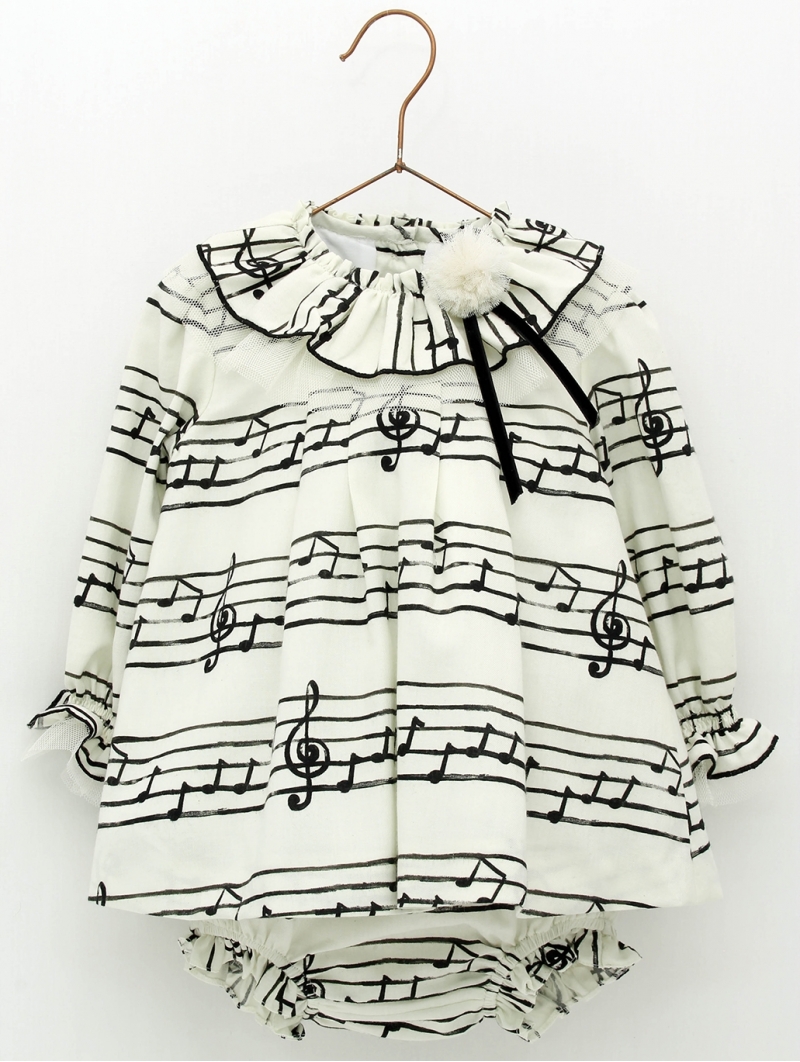 Music sheet patterned baby girl dress
