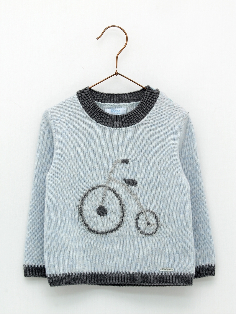 Two-tone sweater with bike print