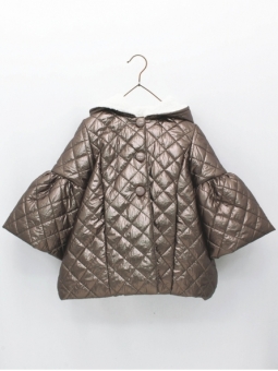 Padded girl coat with flounced sleeves