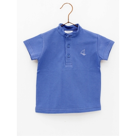 Pique polo shirt for boy with Mandarin collar