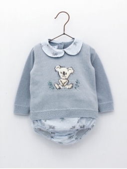 Baby boy sweater with koala and bloomers