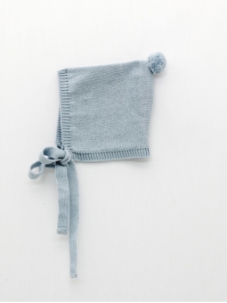 Unisex baby knitted bonnet with pompom
