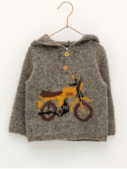 Jumper with hood and motorbike print