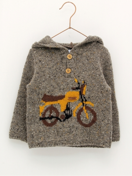 Jumper with hood and motorbike print