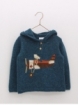 Baby boy sweater with hood and plane drawing