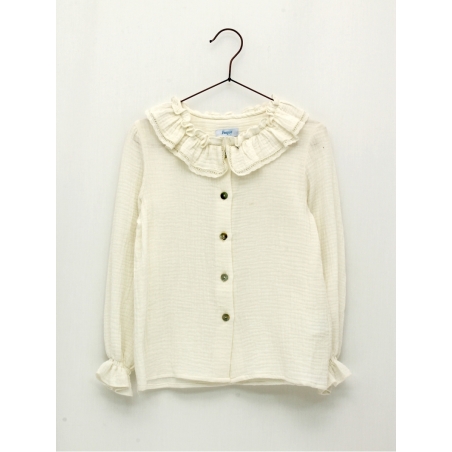 Long-sleeved girl blouse with ruffle collar