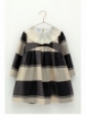 Checked dress with embroidered tulle ruffle