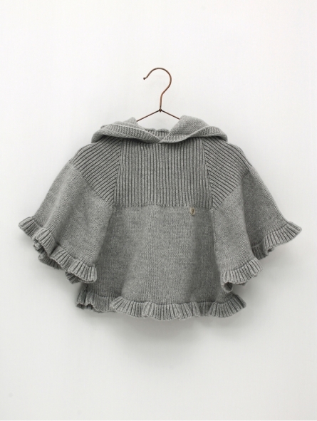 Knitted poncho with hood