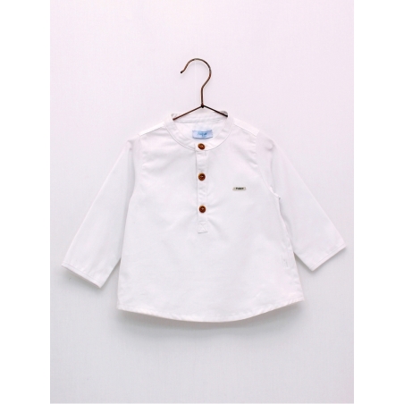 White Mandarin collar basic shirt