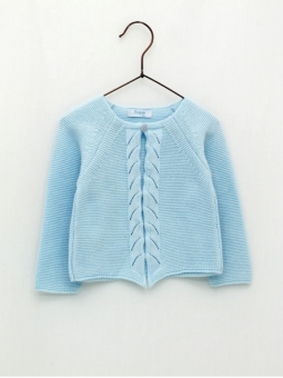 Cardigan with front openwork waves
