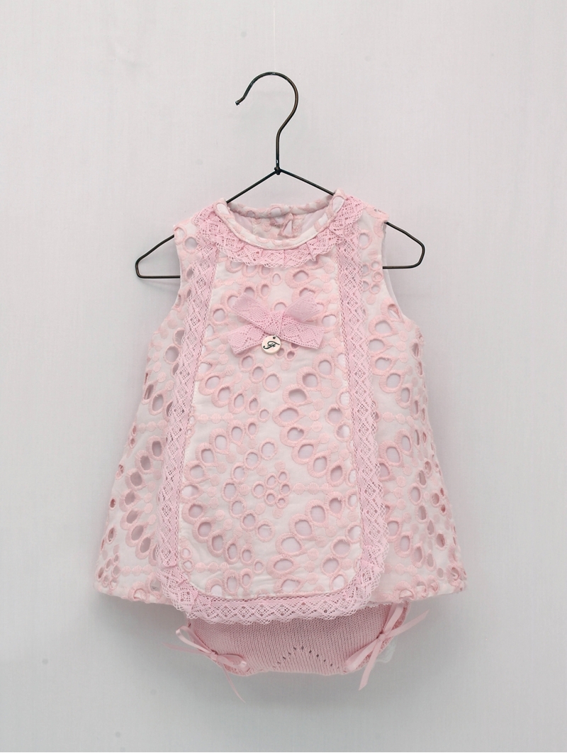 Baby girl embroidered dress and knitted shorties