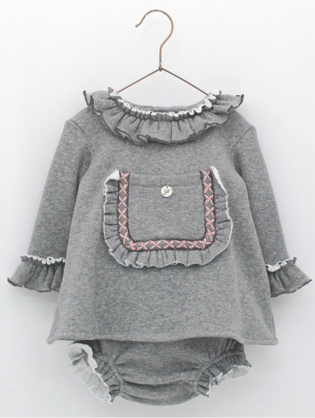 Baby girl romper dress in sweatshirt fabric
