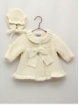 Baby girl set of knitted coat with sheepskin lining and bonnet
