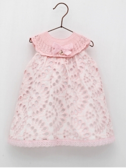 Embroidered baby dress with knitted bodice