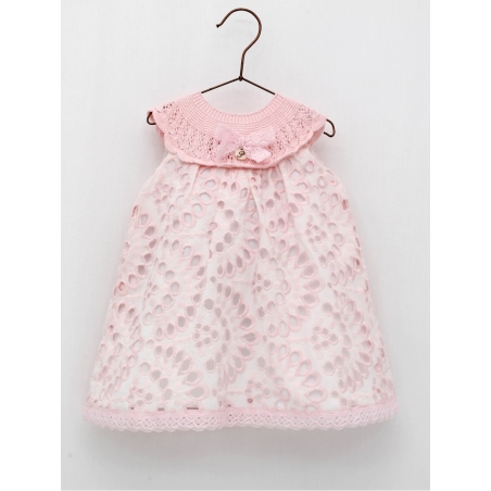 Embroidered baby dress with knitted bodice