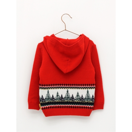 Jumper with hood and fir trees fretwork