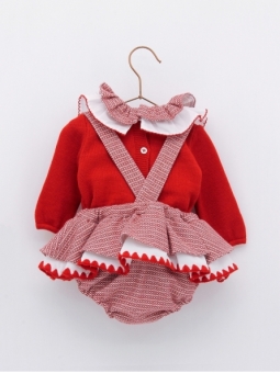 Fabric collar sweater and bloomers with straps