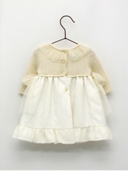 Baptism skirt-type dress with knitted bodice
