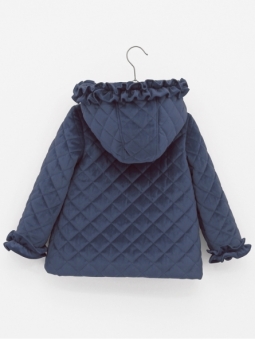 Coat with padded velvet hood
