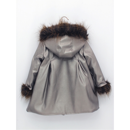 Metallic fabric coat with hood