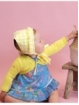Seersucker checked baby bonnet