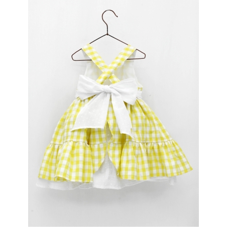 Yellow gingham girl dress