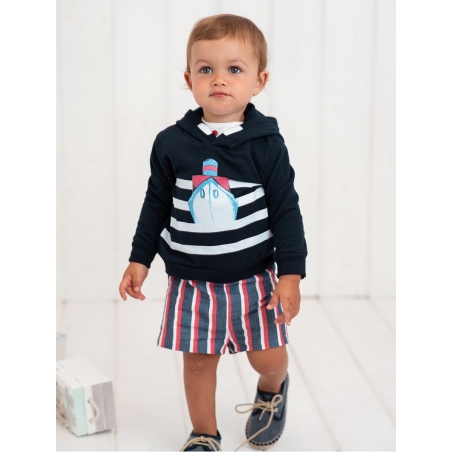 Baby boy hoodie with boat print