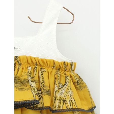 Giraffe print girl dress with straps