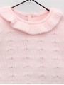 Baby girl sweater with bobble effect and ruffle collar