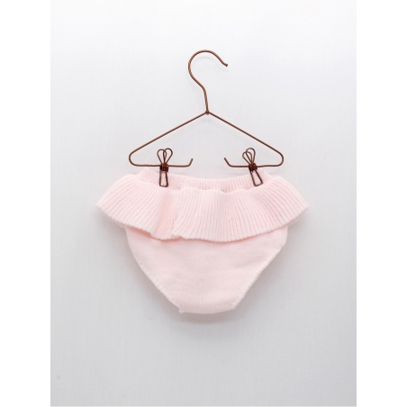 Knitted baby girl bloomers with ruffle