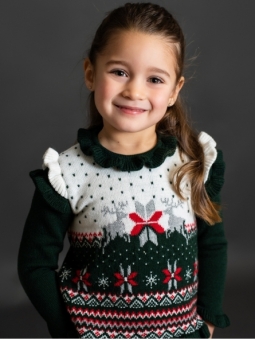 Girl jumper with reindeer fretwork