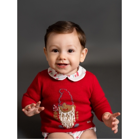 Set of sweater with little dwarf print and muschroom bloomers