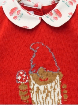 Set of sweater with little dwarf print and muschroom bloomers