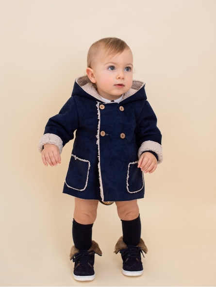 Double-faced baby boy duffle coat
