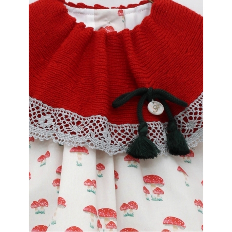 Baby girl romper-like dress with mushroom print