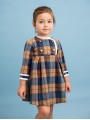 Checked girl dress with waist cut