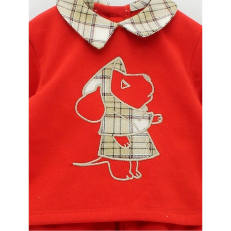 Baby boy plush sweater and trousers with embroidered drog