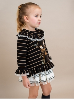 Striped girl jumper with sequened cat