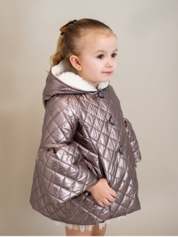 Padded girl coat with flounced sleeves