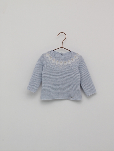 Knitted sweater with little sheep fretwork