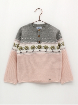 Sweater open neck with buttons