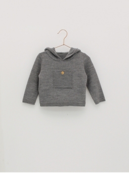 Hooded sweater with a pocket adorning