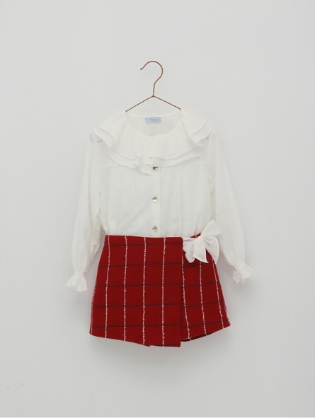 Set of white blouse and pareo skirt