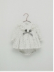 romper Stamped detail bow and pom pom