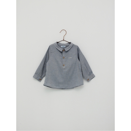 Demin fabric shirt with camisole collar
