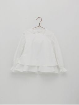 White poplin blouse with double