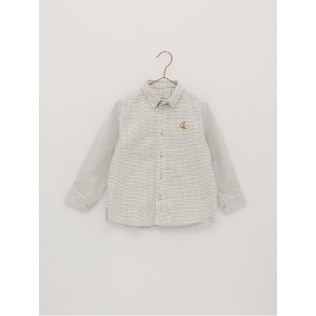 Checked boy shirt with camisole collar