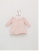 Knit baby dress with fabric collar