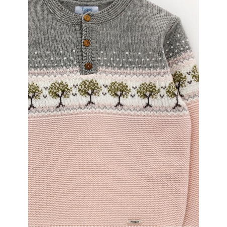 Sweater open neck with buttons