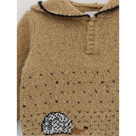 Sweater with hood and hedgehog print